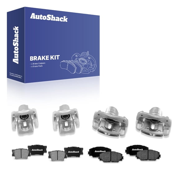 AutoShack Front & Rear Brake Calipers   Ceramic Brake Pads Replacement for 2006-2011 Toyota RAV4 12-PC Kit