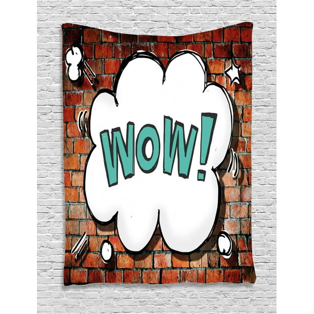 Brick Wall Tapestry Red Cracked Brick Wall British Backdrop Uk English Pop Art Cloud 90 S Grunge Wall Hanging For Bedroom Living Room Dorm Decor Multicolor By Ambesonne Walmart Com Walmart Com