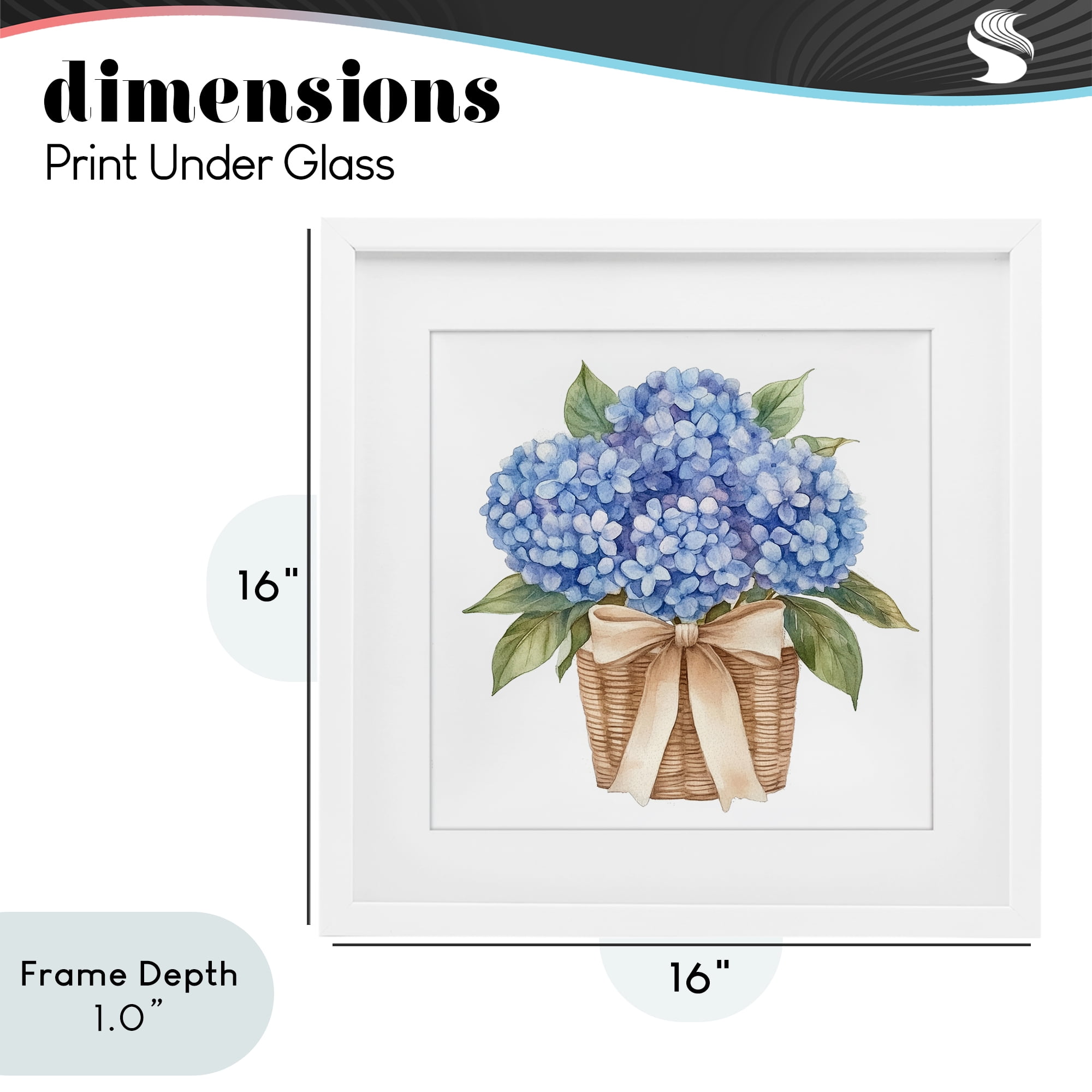 Stupell Industries Blue Hydrangea Picnic Basket White Framed Print Under Glass, design by Petal Prints Design