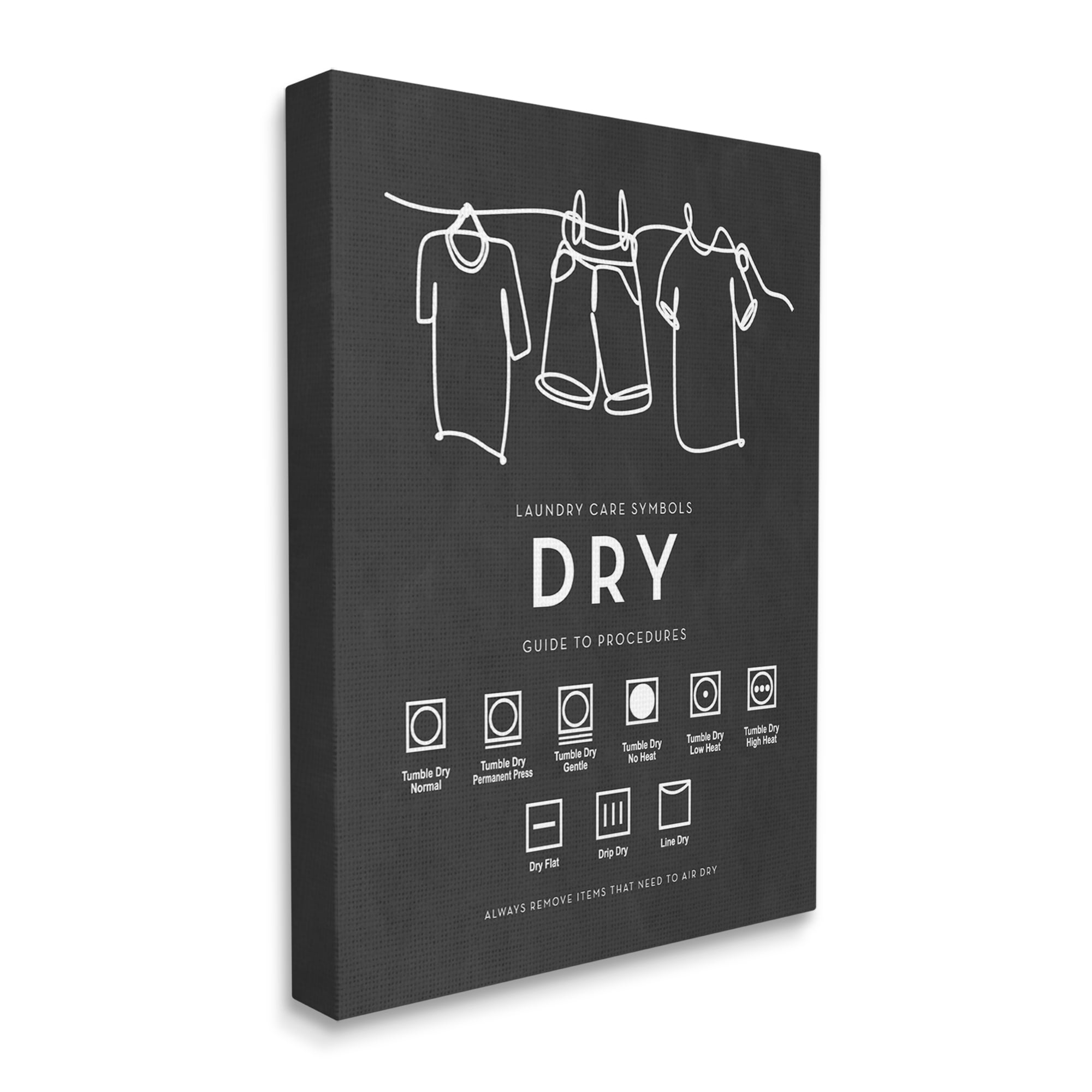 Stupell Industries Drying Procedure Guide Helpful Laundry Symbol Chart Graphic Art Gallery Wrapped Canvas Print Wall Art, Design by Lettered and Lined