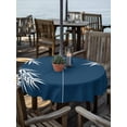 thumbnail image 2 of Outdoor Tablecloth with Umbrella Hole for Patio/Picnic/Party/Camping, Eastern Leaves Waterproof Table Cloth Round Cover Washable, Vintage Blue Brown Natural Branches Plants (Dia 54"), 2 of 9