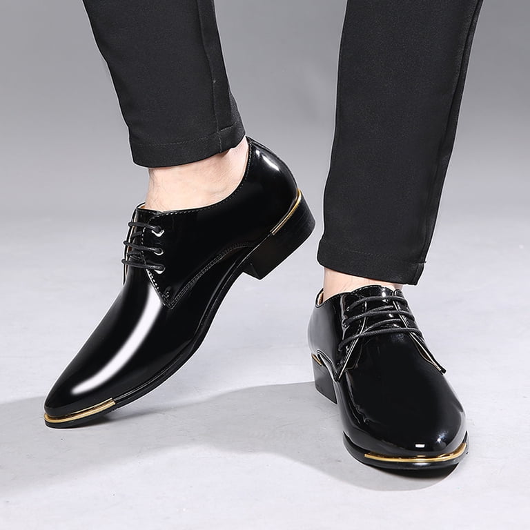 Santimon Mens Dress Shoes Leather Lace Up Pointed Toe Oxford  display picture 3