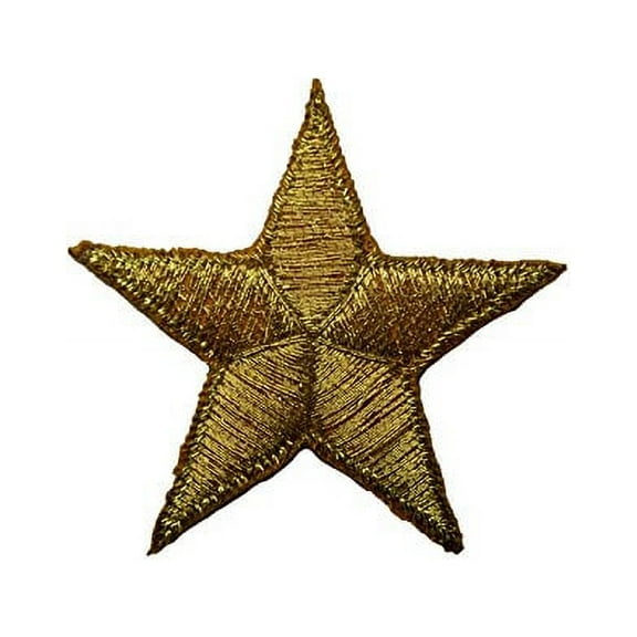 1.625" Gold Star Embroidered Iron On Applique Patch (4 Pieces)