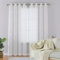thumbnail image 5 of CAROMIO 52" W x 95" L White Semi Sheer Curtains Floral Embroidered Voile Grommet Window Curtain Set for Bedroom, 2 Panels, 5 of 7
