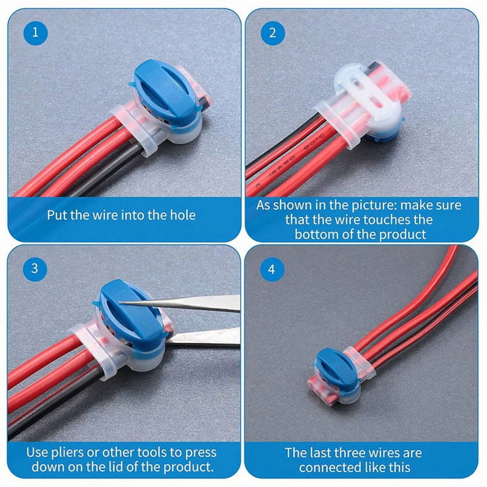 3 Way Wire Connectors Locks Electrical 314-Box Self-Stripping Pigtail 120Pcs