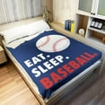 thumbnail image 2 of Sports Fleece Blanket 40" x 50" Eat Sleep Baseball Navy Blue Lightweight Fuzzy Cozy Soft Warm Throw for Man Boy Teen, Air Conditioning, 2 of 6