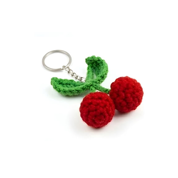 Handmade Crochet Cherry Shape Keychain – Cute Soft Knitted Key Ring Charm for Bags, Keys & Gifts