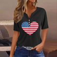 thumbnail image 2 of Mujeres Manga Corta de Verano Tops Día de la Independencia Impreso Cuello en V Casual Top, Imitación de Algodón Camisa Marco para las Mujeres, Lavado de Manos Primavera Y Verano, 2 of 8