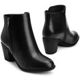 thumbnail image 2 of BLISSFUL STEP Women's Ankle Boots Mid Height Chunky Heel Round Toe Two Zipper Booties Black 7, 2 of 8