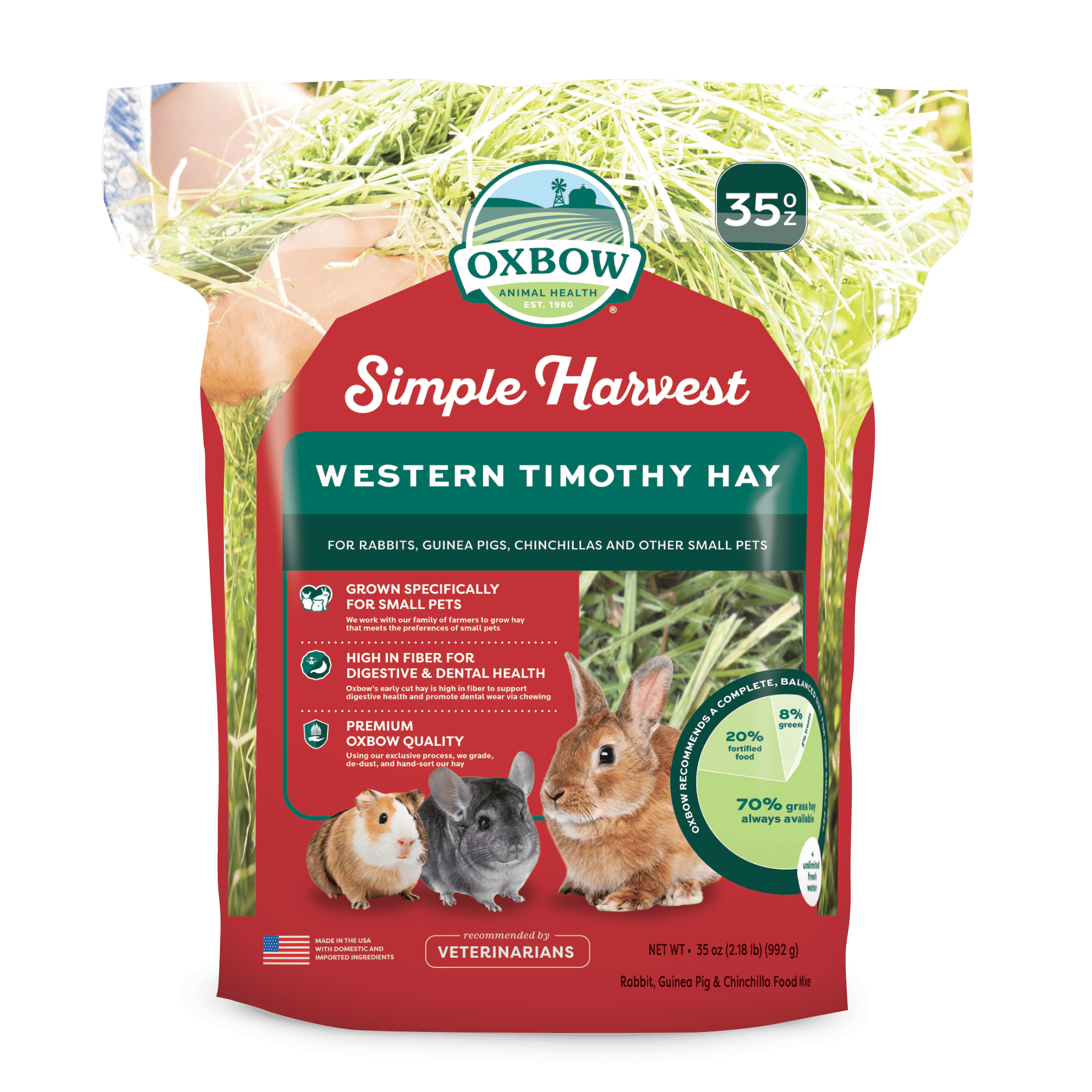 (3 pack) Oxbow Simple Harvest Western Timothy Hay 35oz.