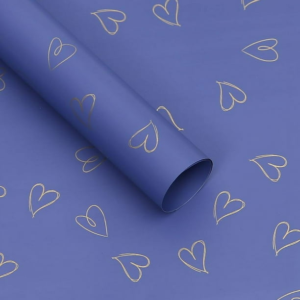 Zhuge Hojas de papel para envolver flores a prueba de agua, para envolver ramos de flores frescas, para envolver regalos de floristería, 20 hojas, 22,5 x 22,5 pulgadas (azul)