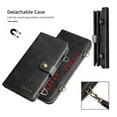 thumbnail image 3 of Galaxy S22 Plus Wallet Case Premium Leather Flip Zipper Detachable Magnet Wallet Stand Card Holder Case with Crossbody Lanyard Strap Zipper Pocket Cover for Samsung Galaxy S22 Plus 6.6" 2022,Black, 3 of 9