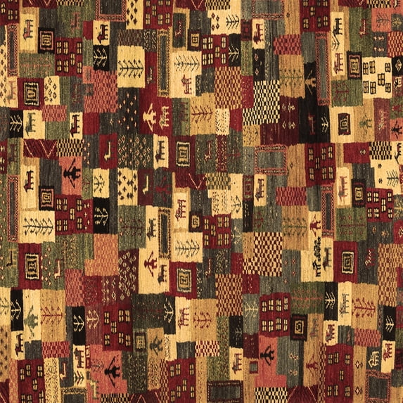 Ahgly Company Indoor Square Abstract Brown Contemporary Area Rugs, 4' Square