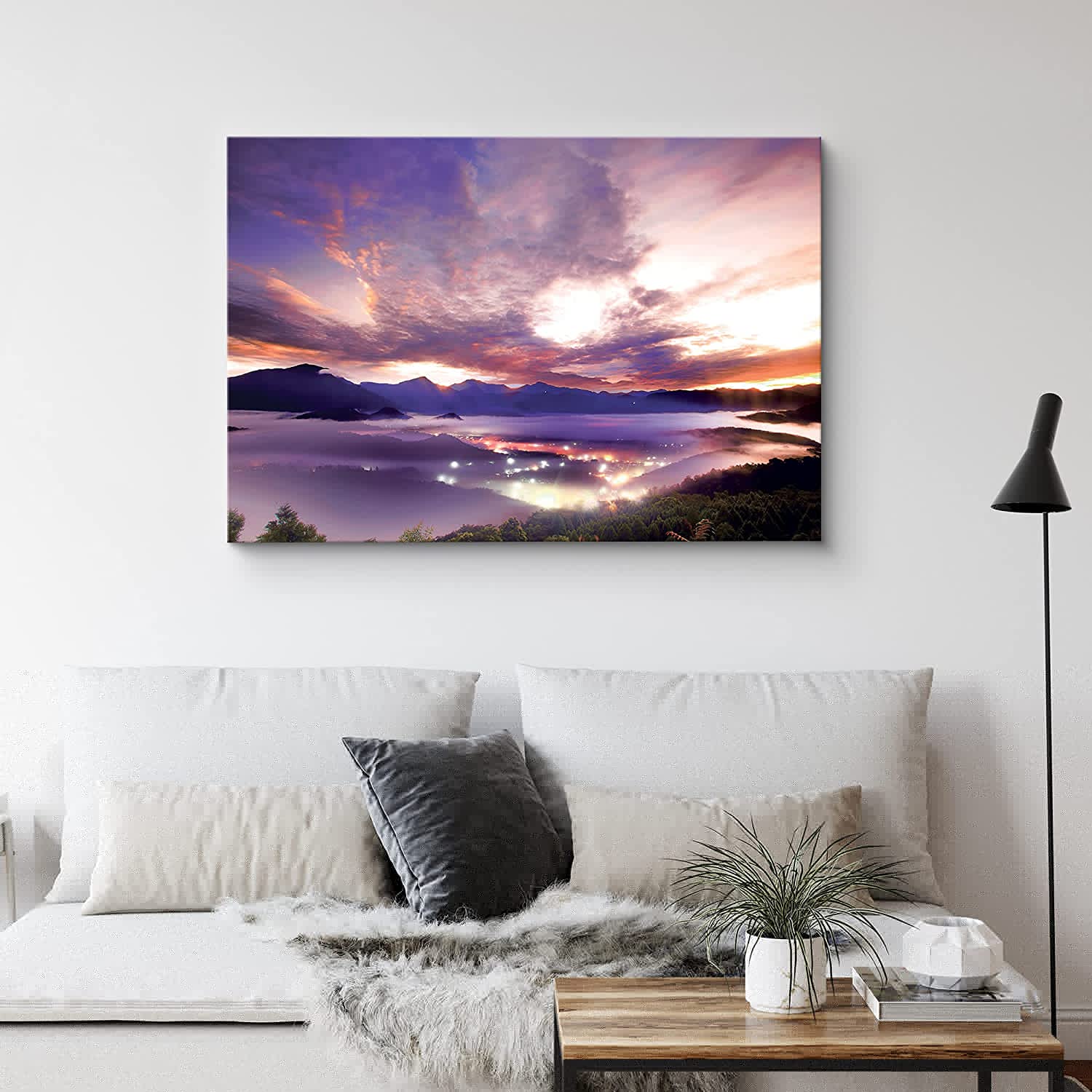 thumbnail image 2 of IDEA4WALL Canvas Wall Art Blooming Orange and Pink Dahlia Pinnata Floral Flower Photography Realism Modern Closeup Colorful for Living Room, Bedroom, Office - 24"x36", 2 of 4