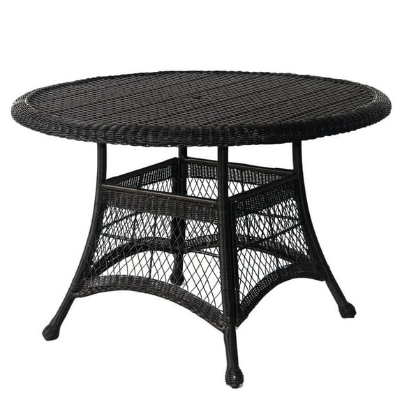 Jeco Wicker 44" Round Dining Table-Finish:Black
