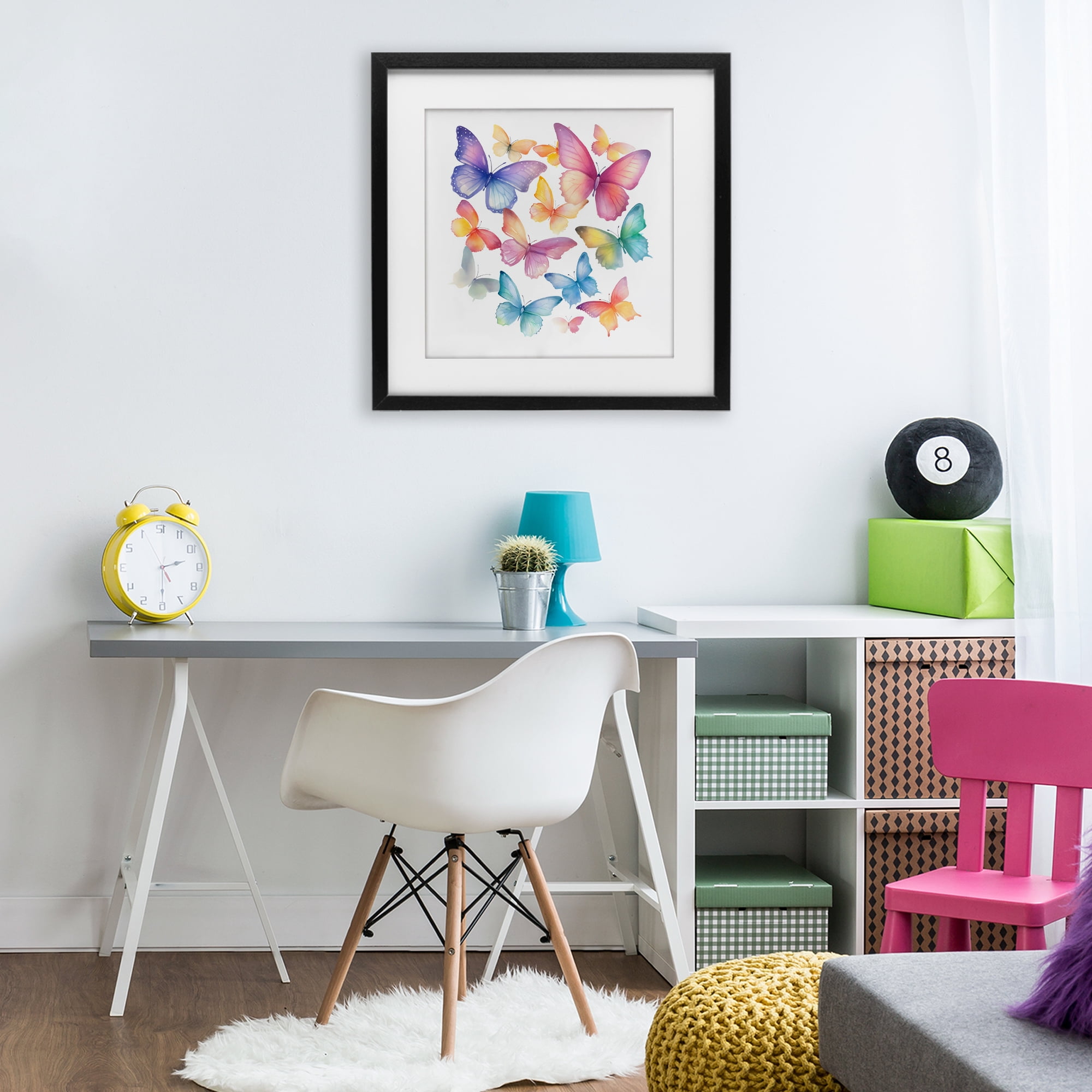 Stupell Industries Rainbow Butterflies Rabble Black Framed Print Under Glass, design by Creative Studio