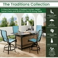 thumbnail image 3 of Hanover Traditions 5-Piece High-Dining Set in Blue with 4 Padded Counter-Height Swivel Chairs and a 30,000 BTU Fire Pit Dining Table, 3 of 9