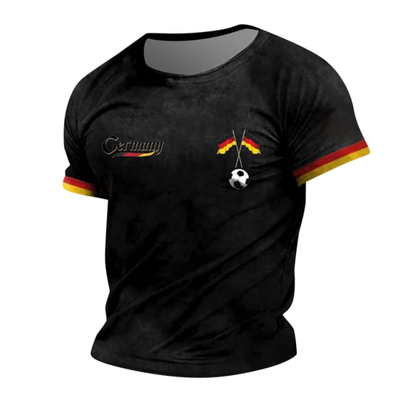 XIAONU Men's Germany Soccer Graphic T Shirts Slim Fit Contrast Trim Tee Stretchable Sports Casual Top