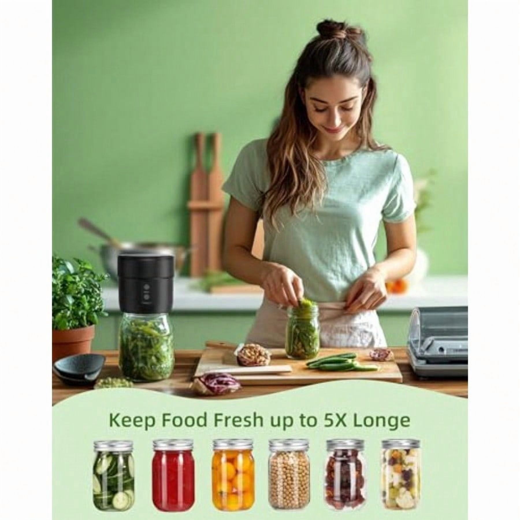 Mason Jar Vacuum Sealer Kit Electric Mason Jar Vacuum Sealer Kit Jar Vacuum Sealer for Mason Jars Double Cordless Automatic Vacuum Sealer with Wide and Regular Mouth Mason Lids for Food Storage