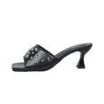 thumbnail image 2 of Viluyesy Women's Stilettos Sandals, Pearl Upper Square Toe Slip-On Summer Casual Elegant Heels Shoes Black, 2 of 8