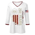 thumbnail image 4 of Wang6 Womens 250th Anniversary USA 3/4 Sleeve Tshirts V Neck 1776-2026 Letter Printed 4th of July America Flag Tops Plus Size Independence Day Patriotic Graphic Tees Y_0528liWhite XL, 4 of 4
