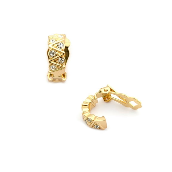 Gold Plating 15mm Rectanbel Curve Clip On Earrings