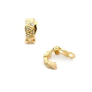 COOLCRYSTALS Gold Plating 15mm Rectanbel Curve Clip On Earrings