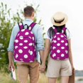 thumbnail image 4 of Disketp Purlpe And White Polka Dot Mochila de Lona Estampada, Mochila Escolar de Viaje Ligera para Estudiantes y Portátil-Small, 4 of 5
