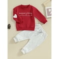 thumbnail image 3 of Baby Boy Valentine's Day Clothes Set 6M 12M 18M 24M 3Y Letter Print Sweatshirt+Pant 2PCS Infant Toddler Child Tracksuit Suit Autumn Baby Clothes, 3 of 10