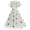 thumbnail image 2 of Été jusqu'à 65 % de Rabais Iumwxz Robe à Col Rond à Manches Courtes pour Femmes Robe en Tulle Tunique à Fermeture Éclair Robe de Princesse Robes à Imprimé de Fruits Robes d'Été pour Femmes Robe Habillée pour Porter à l'Extérieur, 2 of 6