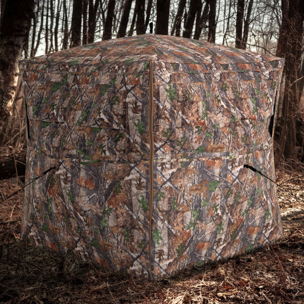Spaco Hunting Blind 360 Degree One-Way See-Through Ground Blind for 2-3 Person, Camping Tent for Hiking Traveling