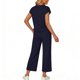 thumbnail image 4 of Top y falda Conjunto de las mujeres de la moda de color sólido suelto de manga corta con cuello en V con pantalones cortados de pierna ancha Set de bolsillo Pantalones y Top Set para las mujeres, 4 of 6