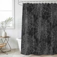 thumbnail image 6 of Polyester Fabric Halloween Shower Curtain, Black Cobwebs Retro Abstract Texture Waterproof Bathtub Curtain Bathroom Decor Set with Hooks 72 x 72 Inches, 6 of 6