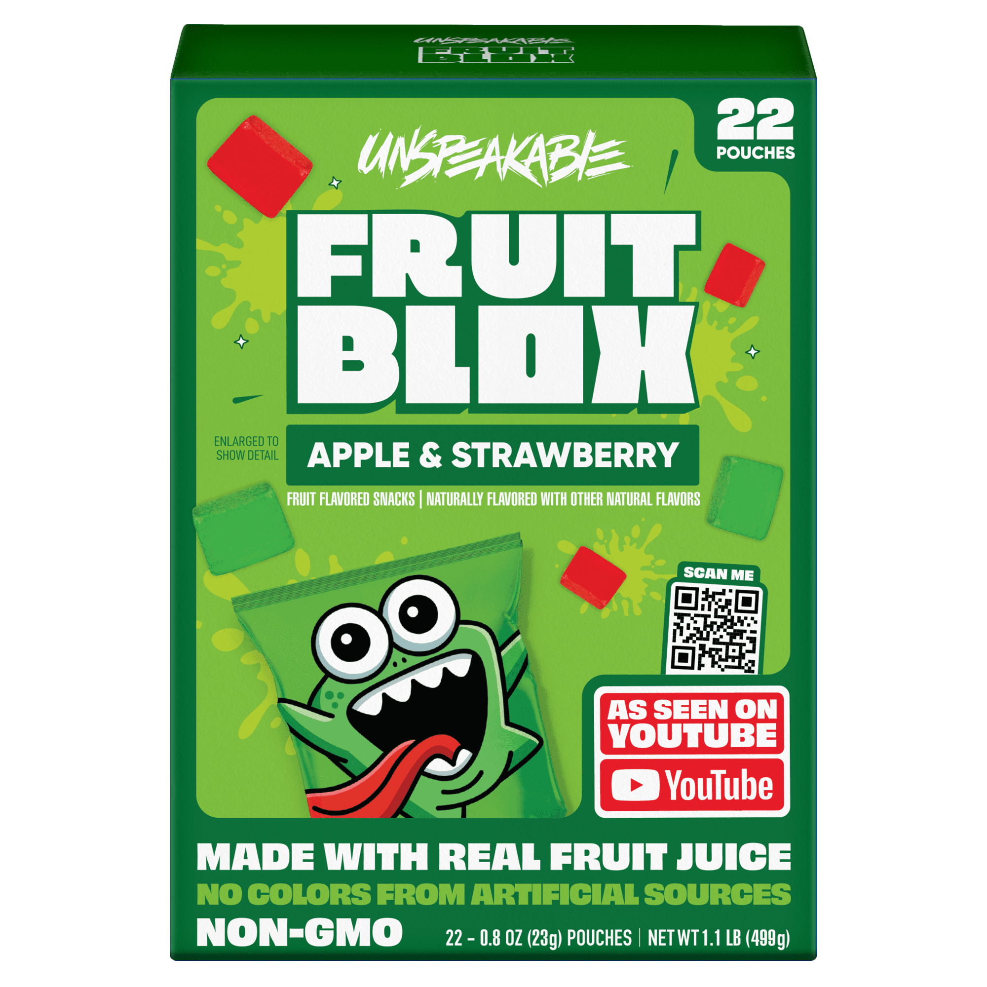 FruitBlox Unspeakable Apple Strawberry Fruit Snacks, 22 Count