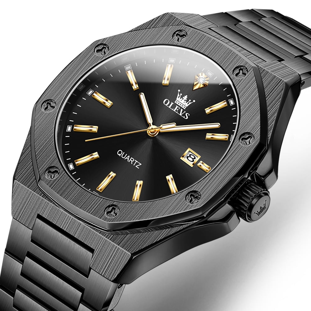 OLEVS Watch for Men Business Dress Diamond Analog Quartz Date Luxury Classic Casual Stainless Steel Waterproof Luminous Mens Wrist Watches Reloj para Hombre