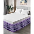 thumbnail image 4 of Abstract Art Wave Bed Skirt Queen Size 18" Drop Watercolor Purple Ruffled Wrap Around Bed Skirts Adjustable Elastic Bedskirt Dust Ruffle for Queen Size Bed, 4 of 7