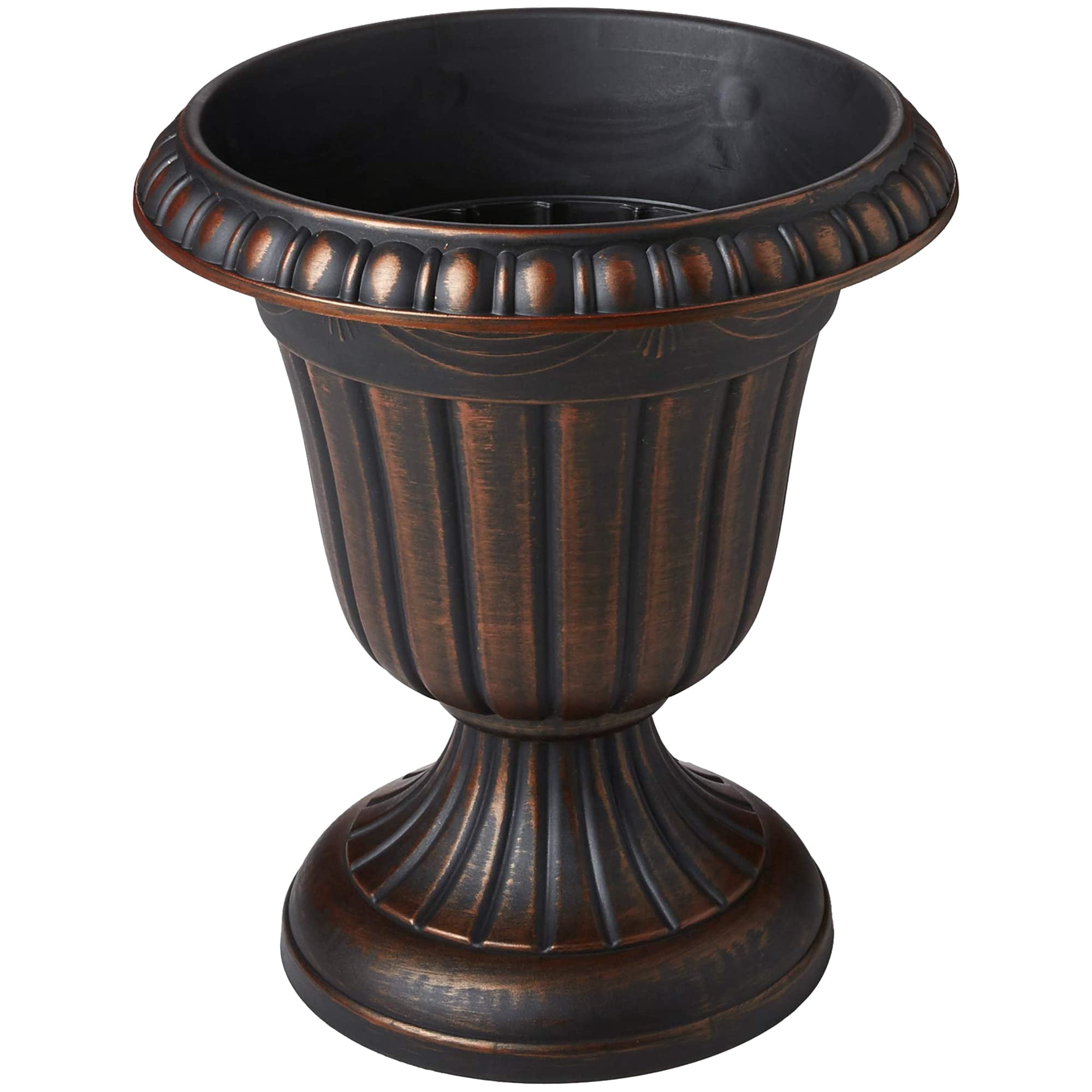 Classic Traditional Plastic Urn Planter Indoor Outdoor Garden Decor Flower Pot Vase 10x12 Black