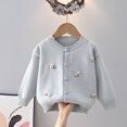 thumbnail image 4 of Nilvkv Cardigan for Girls, Sweaters for Girls, Crew Neck Button-Up Knit Cardigan with 3D Bee Applique for Spring and Fall Wear Blue 5-6 Years, 4 of 8