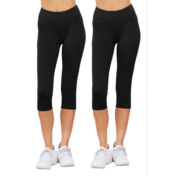 Women's Athletic Capri Pants 2 Pack Stretchy Breathable Workout Leggings