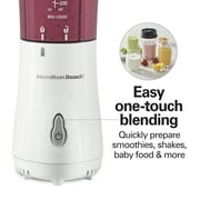 Hamilton Beach Personal Blender for Smoothies with Travel Lid, 14 oz, White