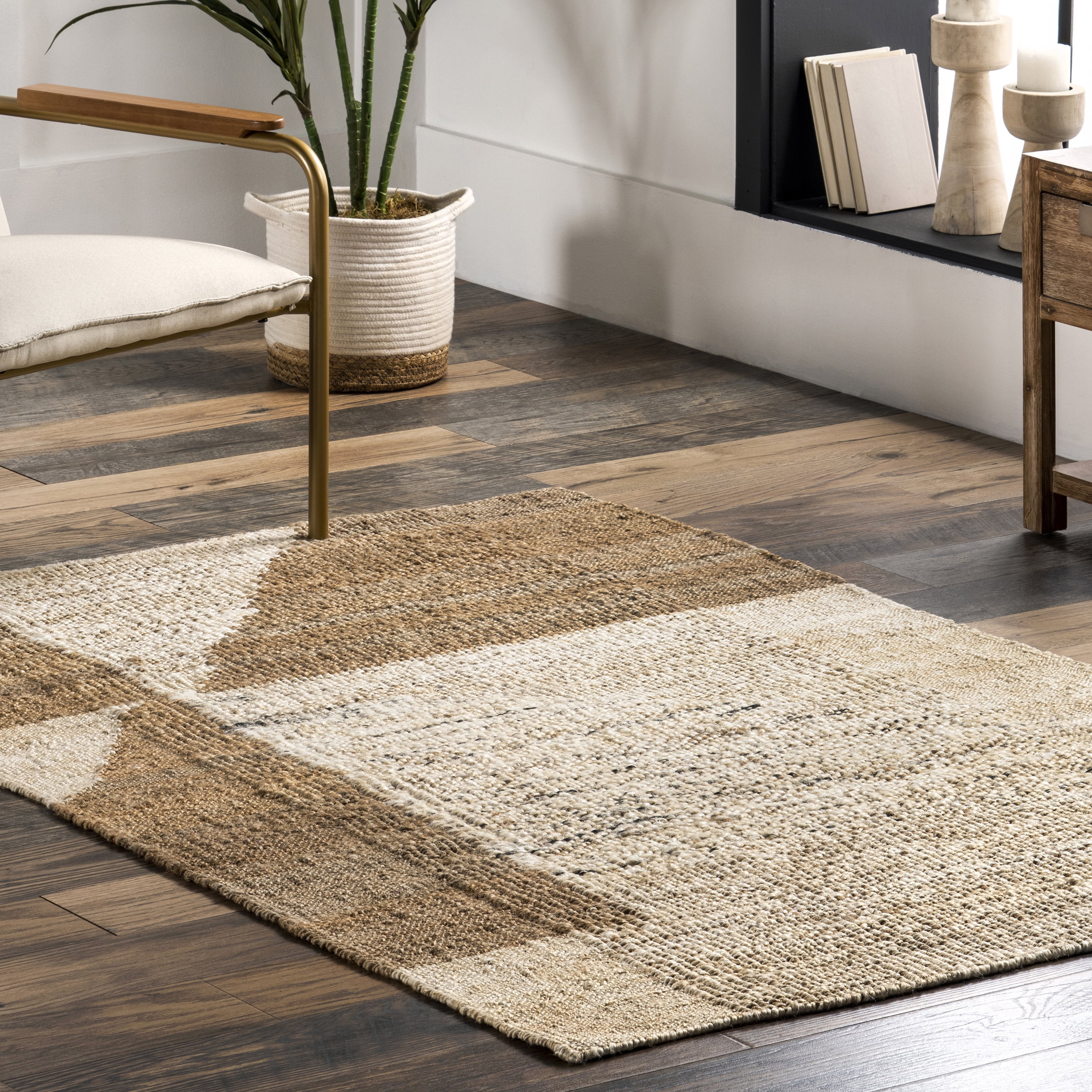 nuLOOM Katye Abstract Flatweave Jute Area Rug, 6' x 9', Natural
