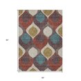 thumbnail image 3 of 5' X 8' Brown Taupe And Teal Blue Ogee Washable Indoor Outdoor Area Rug, 3 of 5