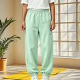 thumbnail image 2 of DJDLJWCJ Boys Fleece Lined Cargo Pants Elastic Waist Casual Fall Winter Warm Jogger Trousers Mint Green Size 5T, 2 of 4