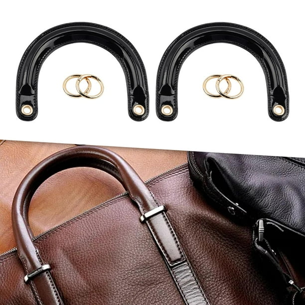 BELOVING 2x2Pcs U Shaped Purse Handles DIY Bag Strap with Metal Buckles Handbag Handles Black Gold Buckle Walmart