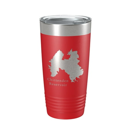 

Chittenden Reservoir Tumbler Lake Map Travel Mug Insulated Laser Engraved Coffee Cup Vermont 20 oz Red