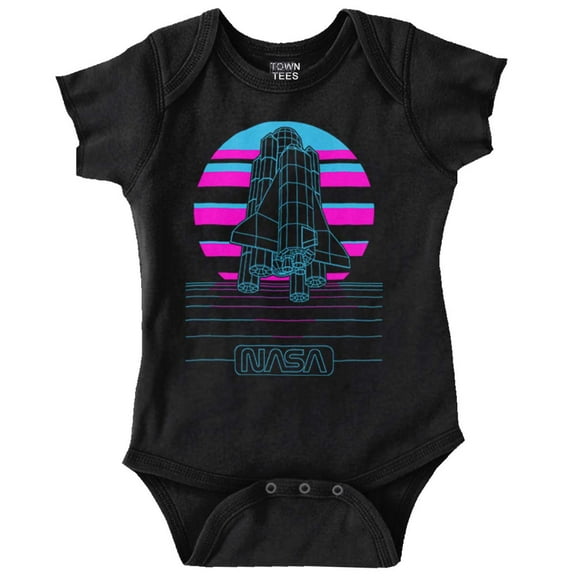 Vaporwave NASA Space Shuttle Specs Romper Boys or Girls Infant Baby Brisco Brands 12M