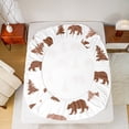 thumbnail image 5 of Manfei Woodland Animal Bear Queen Sheet Sets,Rustic Hunting Flat Sheet,White Brown Queen Fitted Sheet For Teens,Luxury Bedroom Decor,4 Pieces, 5 of 7