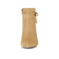 thumbnail image 6 of BLISSFUL STEP Women's Ankle Boots Faux Suede Pointed Toe Bow Decor Chunky Heel Zipper Booties Camel 5.5, 6 of 7