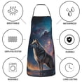 thumbnail image 6 of Yiaed Night Sky Wolf Print Kitchen Apron with Hand Wipe Pockets,Big Pocket,Aprons for Women with Pockets, Waterproof for Cooking Baking, 6 of 7