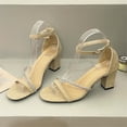 thumbnail image 4 of ShiShine Women's Chunky High Heel Sandal Ankle Strap Open Toe Dress Shoes Bridesmaid Wedding Block High Heels, 4 of 9